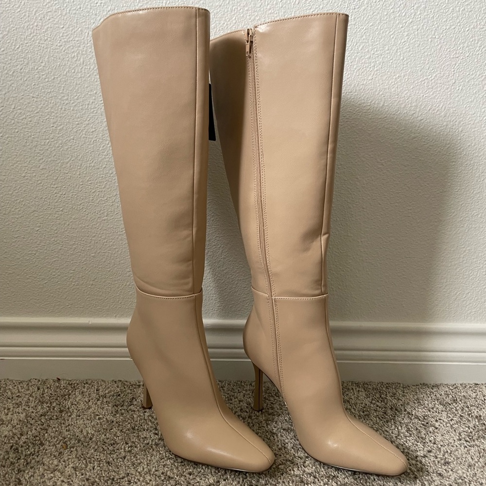 Taupe knee high boots